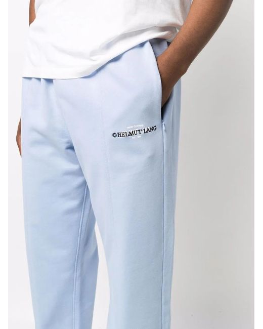 Helmut Lang Blue Embroidered-Logo Drawstring Trackpants for men