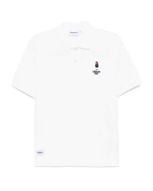 Chocoolate White Logo-Embroidered Polo Shirt for men