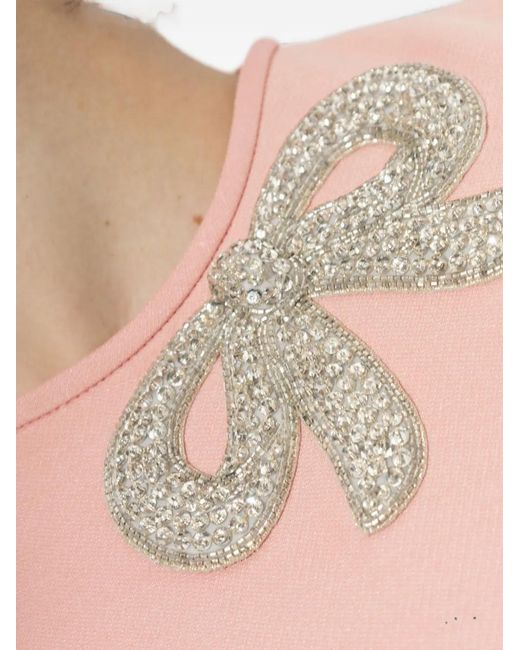Valentino Garavani Pink Bow-Embellished Shift Mini Dress