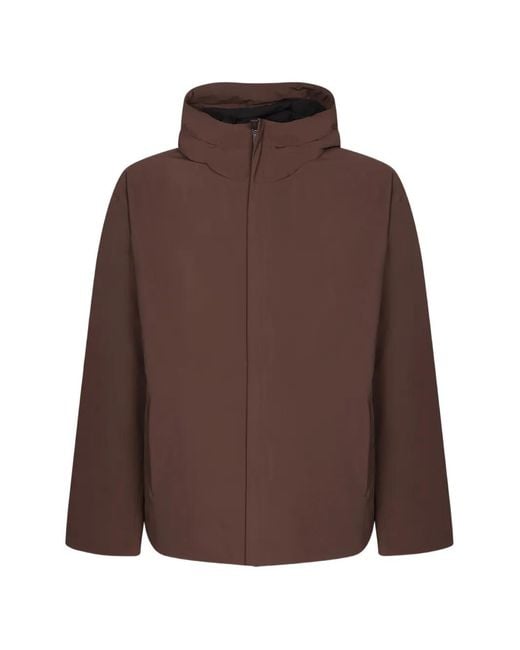 Giacca Con Cappuccio E Zip di Herno in Brown da Uomo