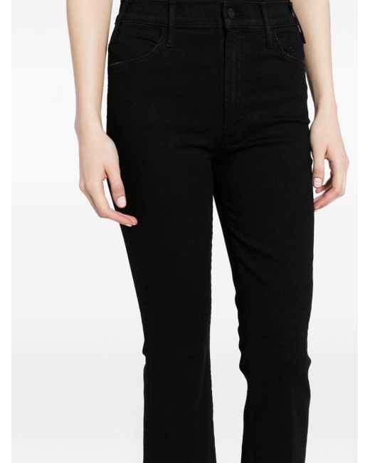 Mother Black Cropped Flared Jeans