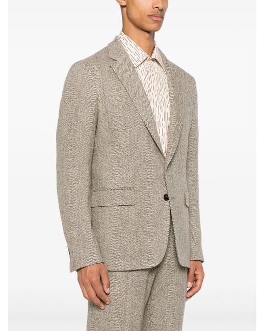 Fursac Brown Virgin Wool Single-Breasted Blazer for men