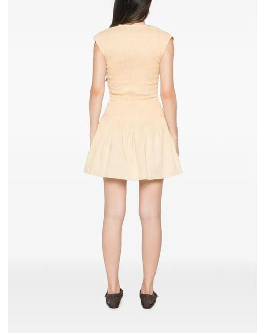 Faithfull The Brand White Carmen Shirred-Bodice Mini Dress