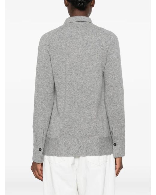 Totême Gray Patch-Pocket Knitted Shirt