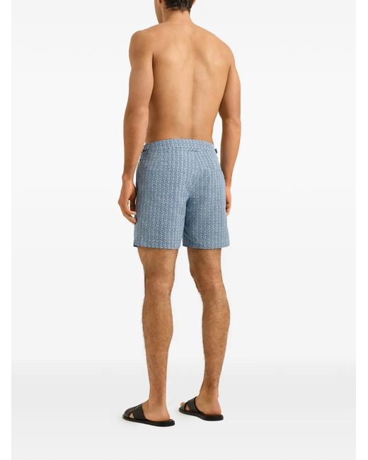 Orlebar Brown Blue Bulldog Patterned Swim Shorts for men