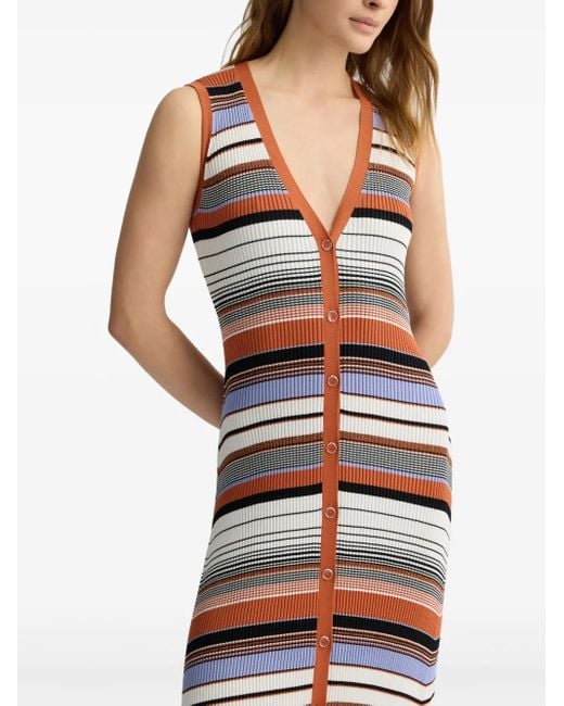 Liu Jo White Stripes Midi Dress