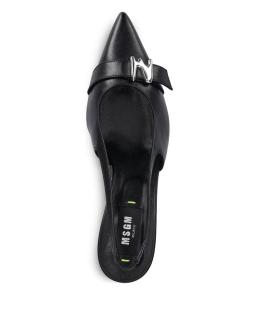 MSGM Black Slingback Leather Pumps