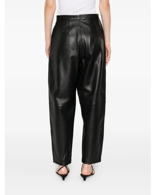 Liviana Conti Gray Leather Trousers