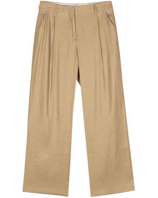 Pantalon à détail plissé Lardini en coloris Natural