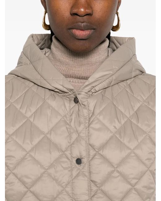 Gilet Trapuntato Con Cappuccio di Brunello Cucinelli in Natural