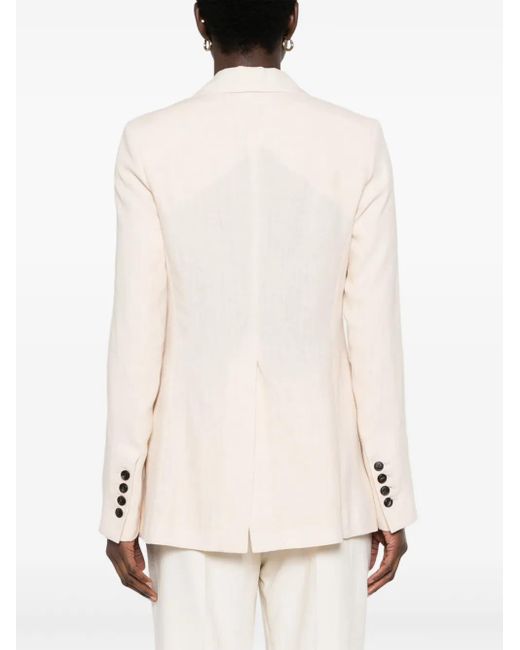 Eleventy Natural Double-Breasted Linen Blazer