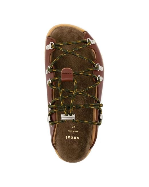 Sacai Brown Lace-Up Sandals