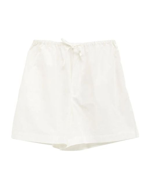 Baserange White Kolla Drawstring Cotton Shorts