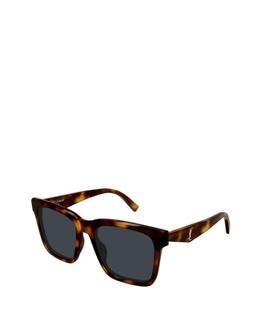 Saint Laurent Black Square-Frame Tortoiseshell Sunglasses
