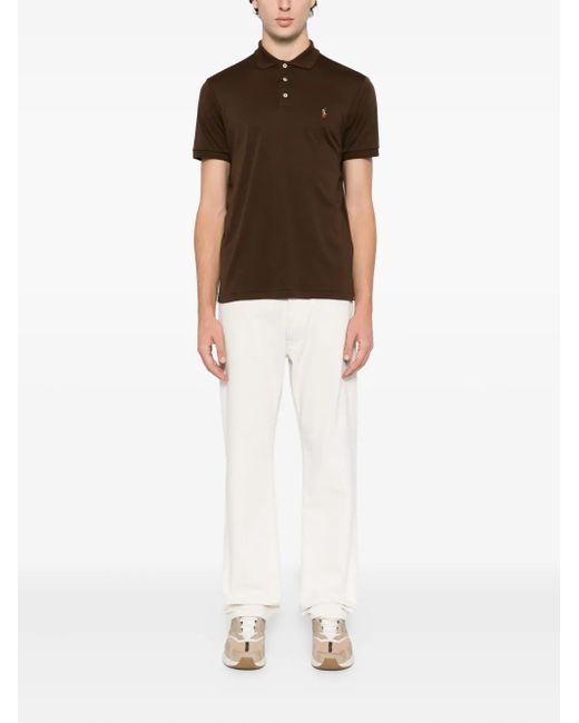 Polo Ralph Lauren Brown Embroidered-Logo Cotton Polo Shirt for men