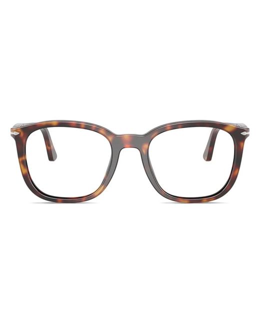 Persol Brown Brille Mit Eckigem Gestell