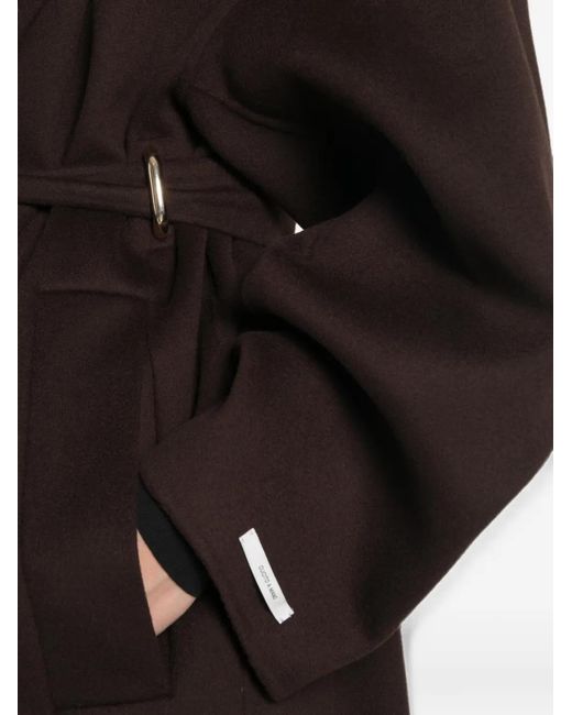 Sportmax Black Hooded Belted Coat