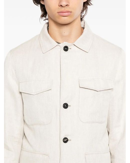 N.Peal Cashmere White Herringbone Jacket for men
