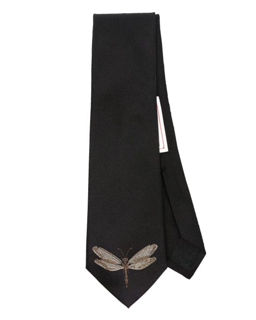 Alexander McQueen Black Dragonfly-jacquard Silk Tie for men