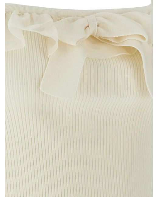 Alessandra Rich ラッフル トップ Natural