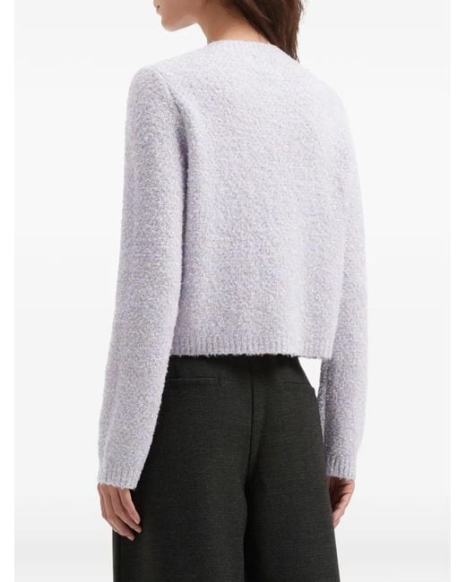 B+ AB White Crew-Neck Cardigan