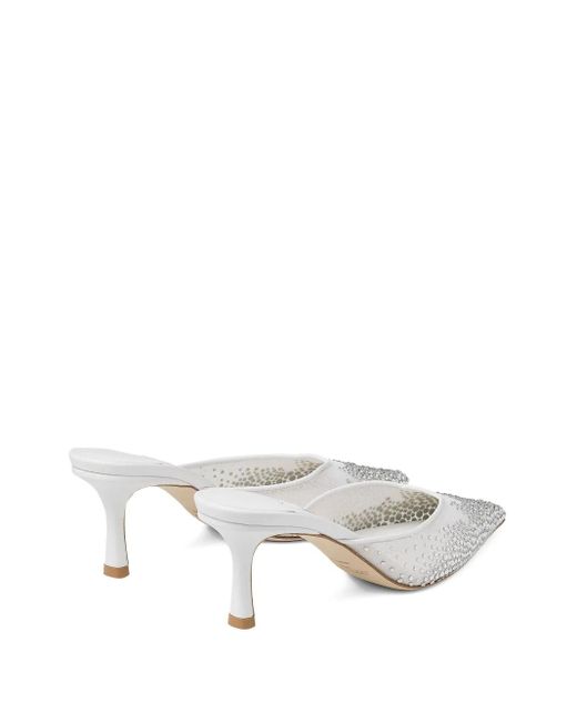 Jimmy Choo White 60Mm Vivi Crystal-Embellished Mules