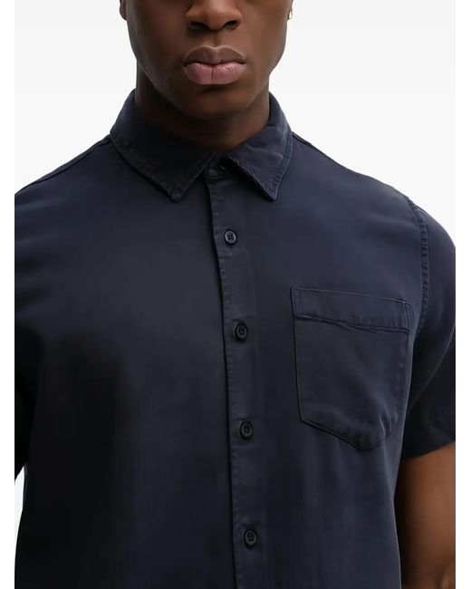 Guess Blue Button Patch Pocket Shirt for men