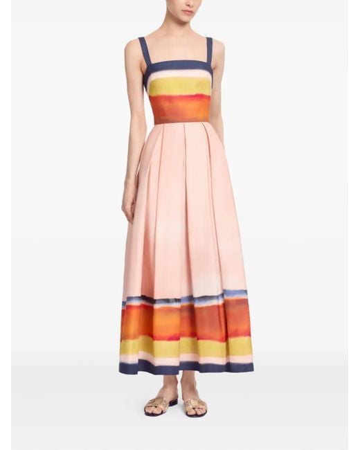 Elie Saab White Printed Midi Dress