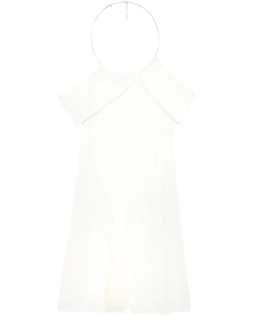 Courreges White Ring-Hardware Draped Minidress