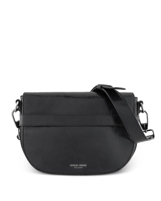 Giorgio Armani Black Buckle Strap Shoulder Bag for men