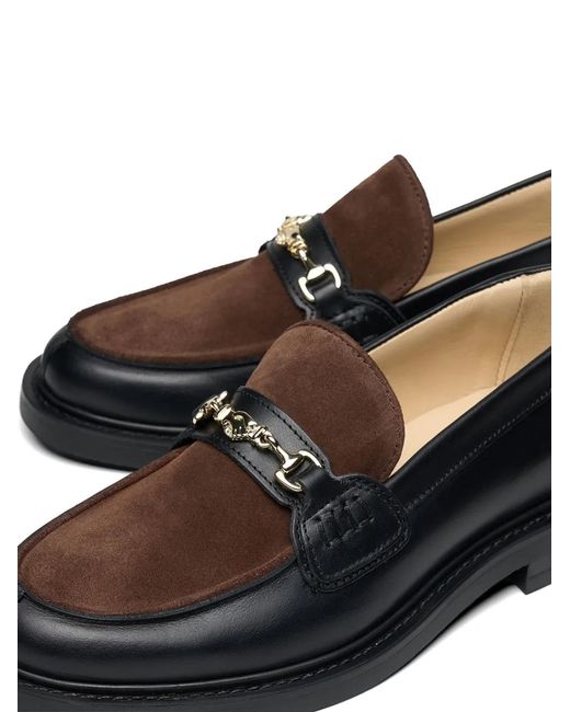Filling Pieces Black Panelled Buckled Loafers for men