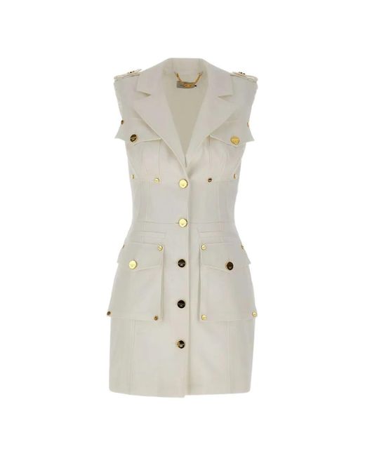 Elisabetta Franchi White Sleeveless Pocket-Detail Mini Dress