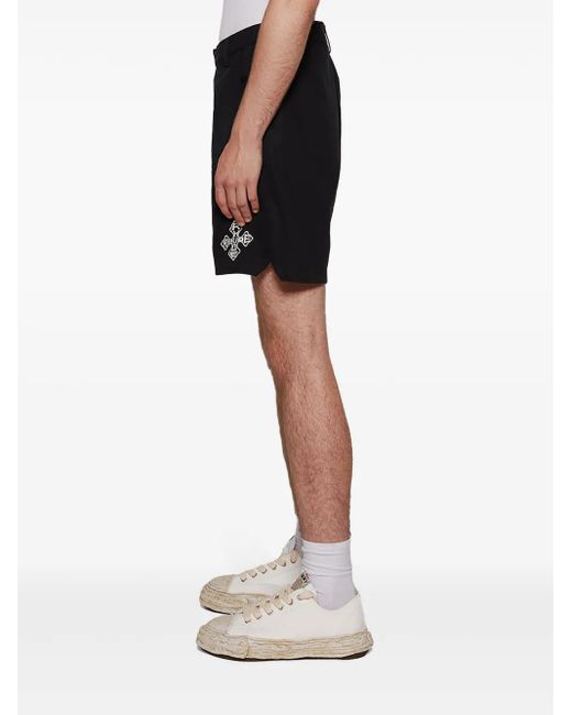 Rhude Black Cross Logo Twill Shorts for men