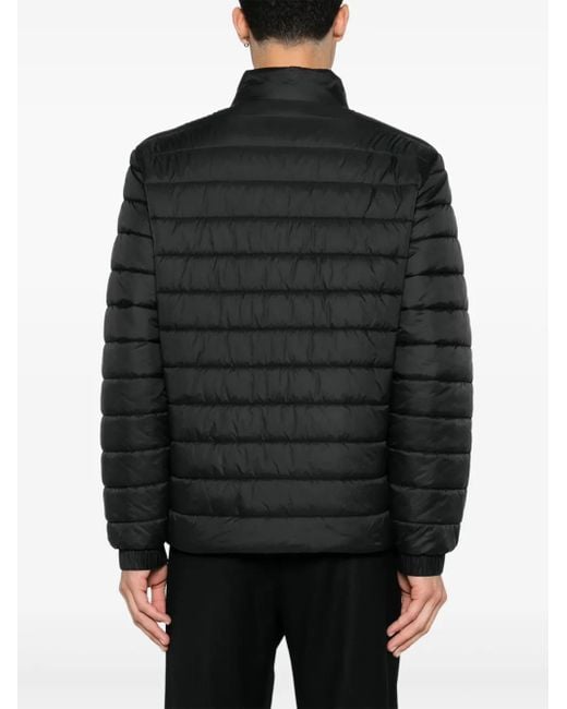 HUGO Black Logo-Print Padded Jacket for men