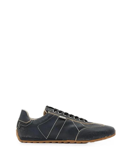 AllSaints Blue Liam Contrast-Stitch Leather Sneakers for men