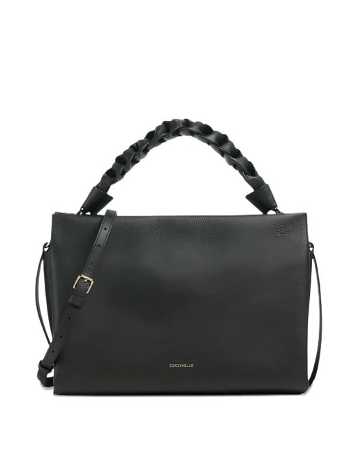 Coccinelle Black Medium Boheme Braided-Handle Tote Bag