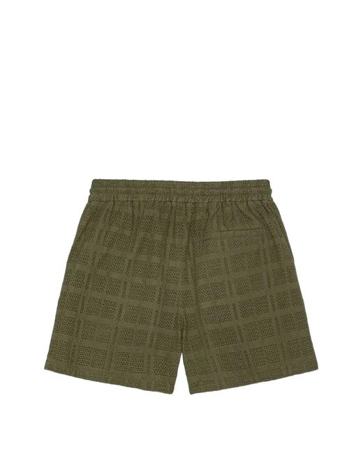 Les Deux Green Drawstring Open-Work Deck Shorts for men