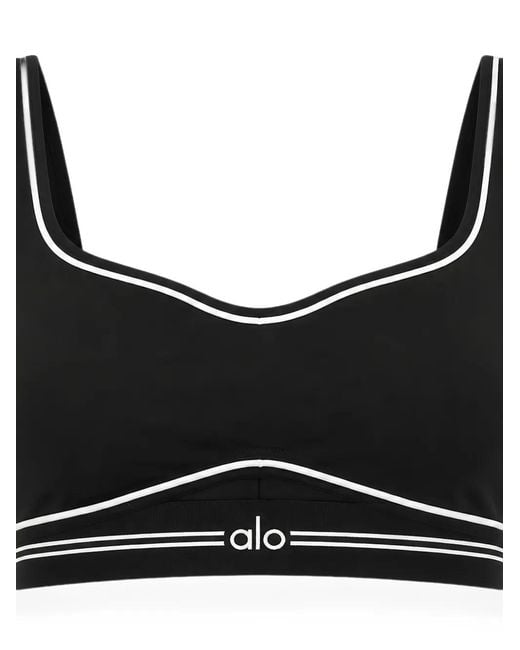 Alo Yoga Logo-Detail Sports Bra in Black | Lyst