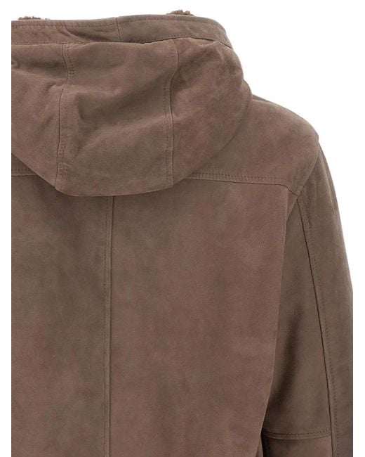 Volfagli Brown Veste Bomber À Doublure Lainée for men