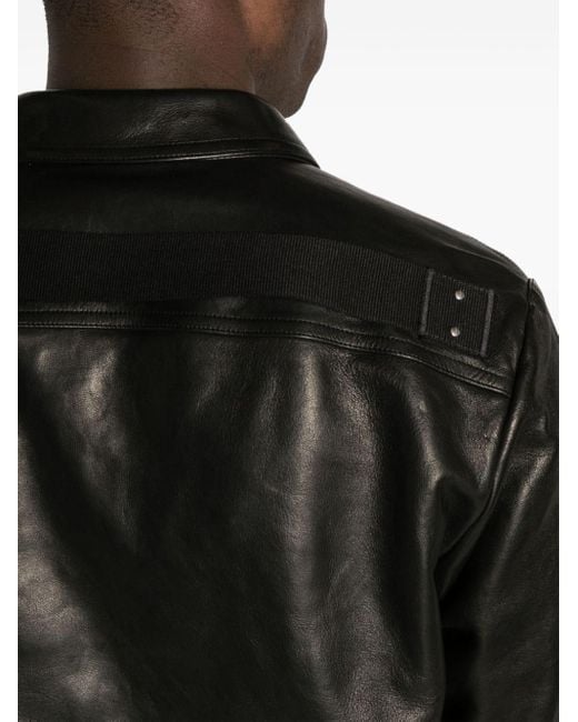 Rick Owens Black Alice Strobe Leather Shirt Jacket for men
