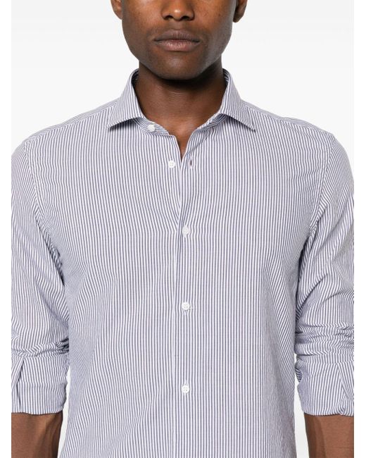 Peserico Blue Striped Cotton Shirt for men