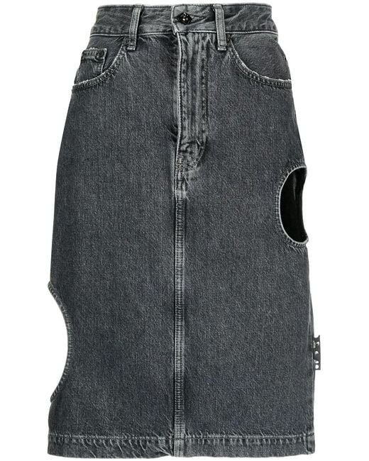 Off-White c/o Virgil Abloh Gray Meteor Denim Pencil Skirt