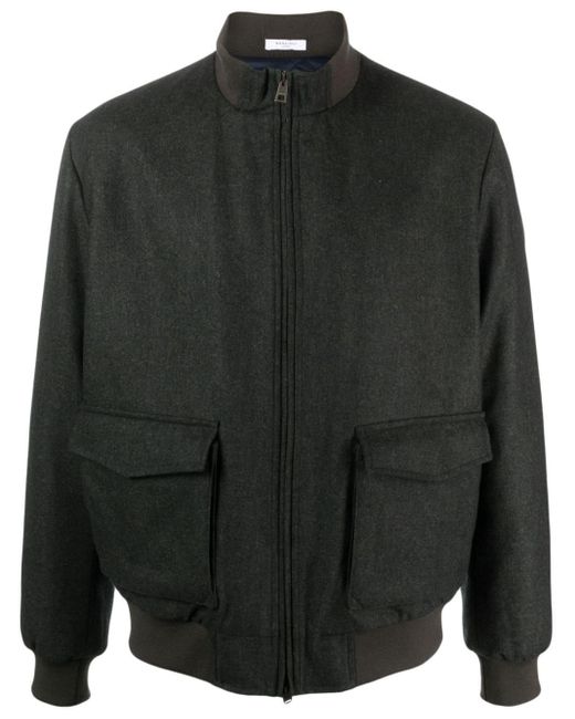 Mens black wool bomber jacket top