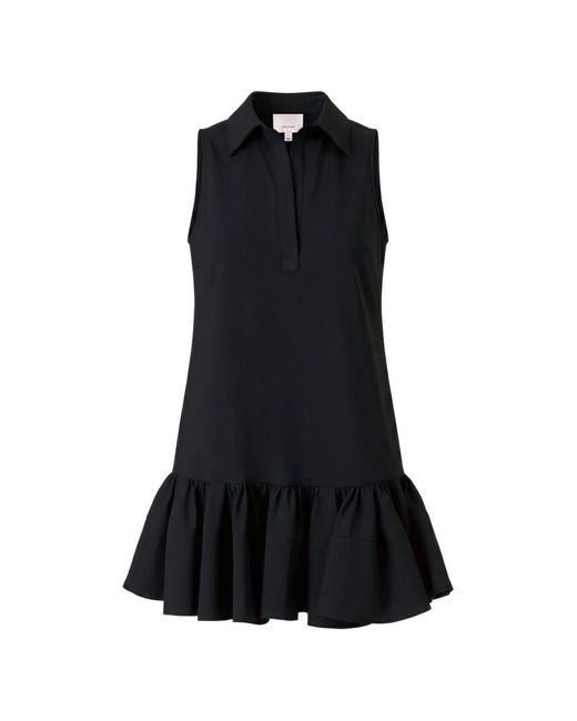 Cinq À Sept Black Rayne Ruffled Sleeveless Mini Dress