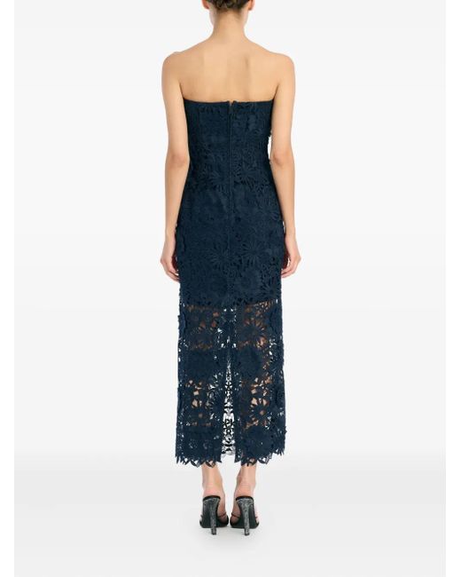 ROTATE BIRGER CHRISTENSEN Blue Floral-Lace Midi Dress