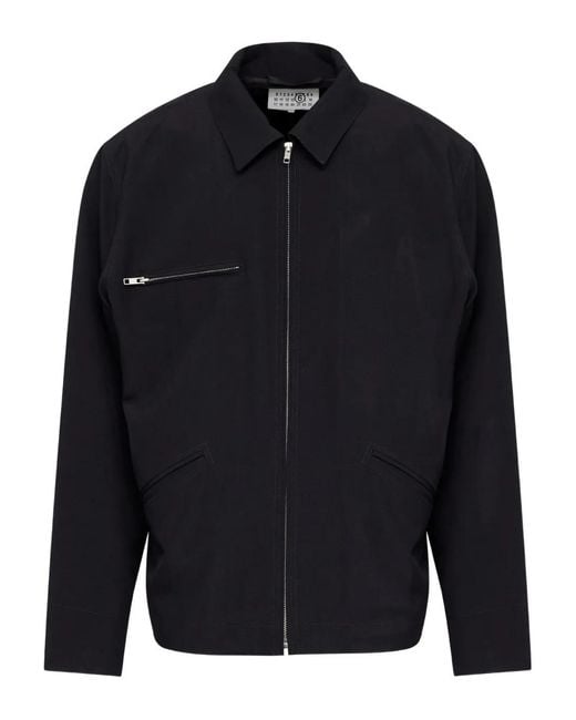 MM6 by Maison Margiela Blue Zip-Up Shirt Jacket for men