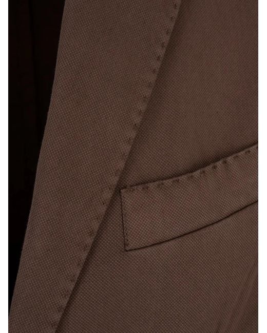 RUSSO CAPRI Brown Buttoned Cotton Blazer for men