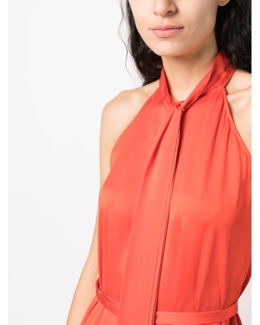 Aspesi V-neck Sleeveless Shirt Dress in het Red