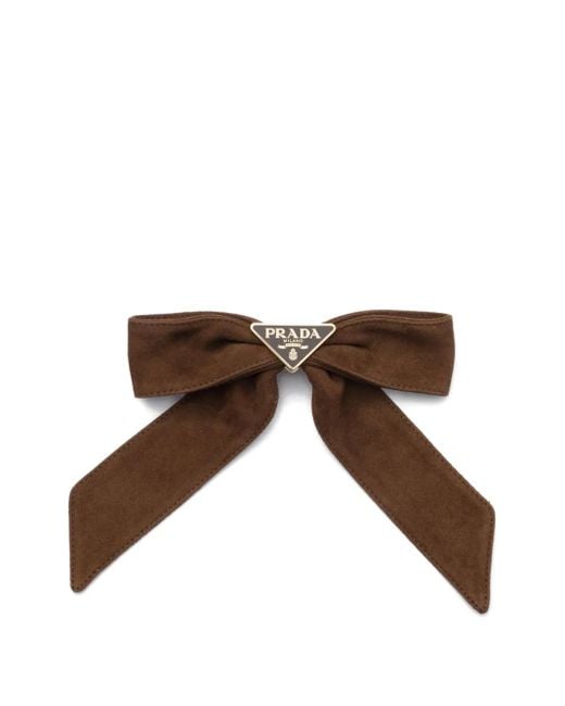 Prada Brown Suede Bow Hair Clip