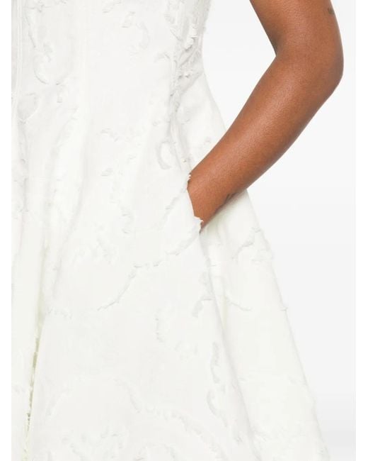 Erdem White Crew-Neck Mini Dress